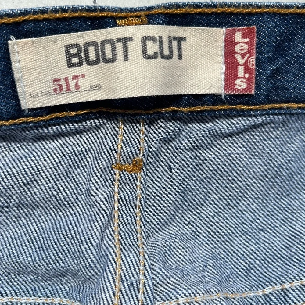 Men’s Levi's 517 Jeans Blue Denim Solid 42x32 Relaxed Bootcut Wide Y2K Oversized